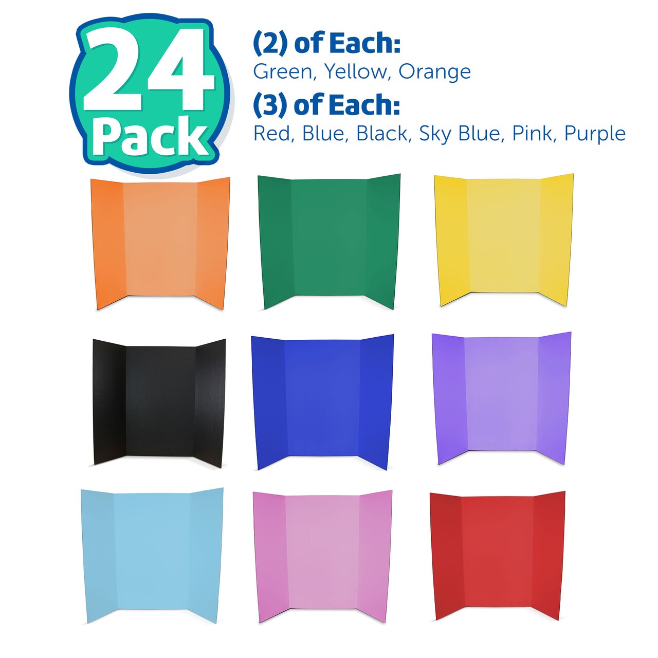 Flipside Products 36” x 48” Project Boards for Presentations, Science Fair, School Projects, Event Displays and Trifold Picture Board, Proudly Made in USA - 24 Pack